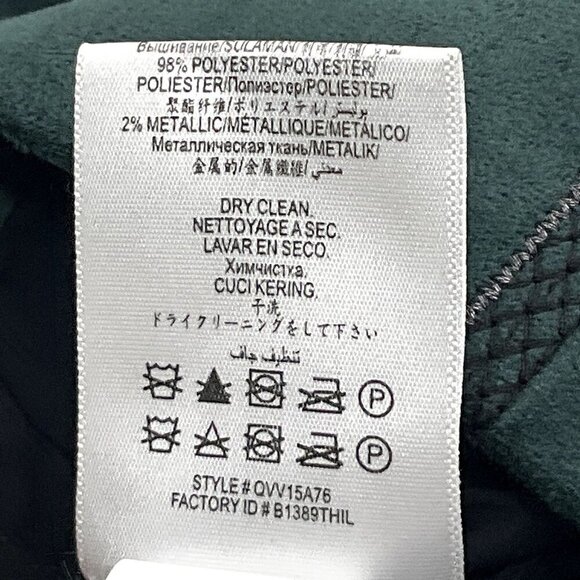 BCBGMaxazria Top Women S Green Embroidered Faux Suede Sequins Cropped Festive - Picture 10 of 12